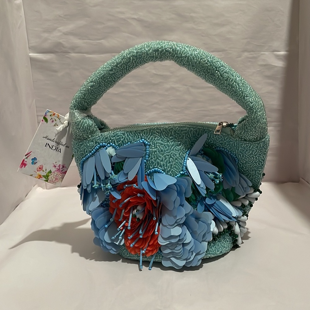 NWT MADE IN INDIA VIRAL CORSAGE BEADED HOBO BAG